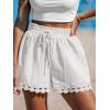 imageCUPSHE Women Swim Cover Up Shorts 100 Cotton Casual Beach Shorts with Side PocketsWhite