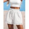 imageCUPSHE Women Swim Cover Up Shorts 100 Cotton Casual Beach Shorts with Side PocketsWhite