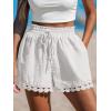 imageCUPSHE Women Swim Cover Up Shorts 100 Cotton Casual Beach Shorts with Side PocketsWhite
