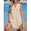 imageCUPSHE Women Swimsuit Cover Up Sleeveless Waffle Knit Summer Mini Beach Coverup DressApricot