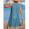 imageCUPSHE Women Swimsuit Cover Up Sleeveless Waffle Knit Summer Mini Beach Coverup DressBlue
