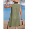imageCUPSHE Women Swimsuit Cover Up Sleeveless Waffle Knit Summer Mini Beach Coverup DressGreen