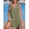 imageCUPSHE Women Swimsuit Cover Up Sleeveless Waffle Knit Summer Mini Beach Coverup DressGreen