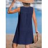 imageCUPSHE Women Swimsuit Cover Up Sleeveless Waffle Knit Summer Mini Beach Coverup DressNavy Blue