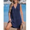 imageCUPSHE Women Swimsuit Cover Up Sleeveless Waffle Knit Summer Mini Beach Coverup DressNavy Blue