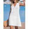 imageCUPSHE Women Swimsuit Cover Up Sleeveless Waffle Knit Summer Mini Beach Coverup DressWhite
