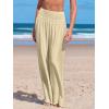imageCUPSHE Women Swimsuit Cover Ups Pants High Waist Smokced Wide Leg Beach Vacation OutfitsApricot