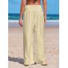 imageCUPSHE Women Swimsuit Cover Ups Pants High Waist Smokced Wide Leg Beach Vacation OutfitsApricot