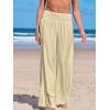 imageCUPSHE Women Swimsuit Cover Ups Pants High Waist Smokced Wide Leg Beach Vacation OutfitsApricot