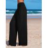 imageCUPSHE Women Swimsuit Cover Ups Pants High Waist Smokced Wide Leg Beach Vacation OutfitsBlack