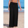 imageCUPSHE Women Swimsuit Cover Ups Pants High Waist Smokced Wide Leg Beach Vacation OutfitsBlack