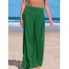 imageCUPSHE Women Swimsuit Cover Ups Pants High Waist Smokced Wide Leg Beach Vacation OutfitsEmerald Green