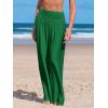 imageCUPSHE Women Swimsuit Cover Ups Pants High Waist Smokced Wide Leg Beach Vacation OutfitsEmerald Green