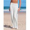 imageCUPSHE Women Swimsuit Cover Ups Pants High Waist Smokced Wide Leg Beach Vacation OutfitsWhite