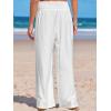imageCUPSHE Women Swimsuit Cover Ups Pants High Waist Smokced Wide Leg Beach Vacation OutfitsWhite