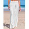 imageCUPSHE Women Swimsuit Cover Ups Pants High Waist Smokced Wide Leg Beach Vacation OutfitsWhite