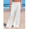 imageCUPSHE Women Swimsuit Cover Ups Pants High Waist Smokced Wide Leg Beach Vacation OutfitsWhite