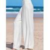 imageCUPSHE Women Swimsuit Cover Ups Pants High Waist Smokced Wide Leg Beach Vacation OutfitsWhite