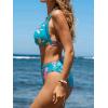 imageCUPSHE Womens Bikini Sets High Waisted Two Piece Bathing Suit V Neck Double Straps High Cut Cheeky Bottom Strappy BackAqua BlueFloral