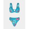 imageCUPSHE Womens Bikini Sets High Waisted Two Piece Bathing Suit V Neck Double Straps High Cut Cheeky Bottom Strappy BackAqua BlueFloral