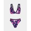 imageCUPSHE Womens Bikini Sets High Waisted Two Piece Bathing Suit V Neck Double Straps High Cut Cheeky Bottom Strappy BackBlackPurpleFloral