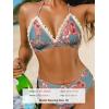 imageCUPSHE Womens Bikini Sets Two Piece Swimsuit Mid Rise Halter Triangle Tops V Neck Scalloped CrochetBlue Grey Floral