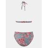 imageCUPSHE Womens Bikini Sets Two Piece Swimsuit Mid Rise Halter Triangle Tops V Neck Scalloped CrochetBlue Grey Floral