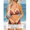 imageCUPSHE Womens Bikini Sets Two Piece Swimsuit Mid Rise Halter Triangle Tops V Neck Scalloped CrochetRed Floral