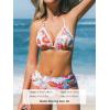 imageCUPSHE Womens Bikini Sets Two Piece Swimsuit Mid Rise Halter Triangle Tops V Neck Scalloped CrochetWhiteRed Floral
