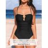 imageCUPSHE Womens One Piece Bathing Suit Ruched Swimsuit Square Neck Crisscross Back Self Tie W WireBlack