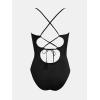 imageCUPSHE Womens One Piece Bathing Suit Ruched Swimsuit Square Neck Crisscross Back Self Tie W WireBlack