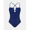 imageCUPSHE Womens One Piece Bathing Suit Ruched Swimsuit Square Neck Crisscross Back Self Tie W WireRoyal Blue