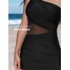 imageCUPSHE Womens One Piece Swimsuit Asymmetrical Neck Bathing Suit One Shoulder Ruched Mesh Side Waisted Panel Swim DressBlack