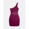 imageCUPSHE Womens One Piece Swimsuit Asymmetrical Neck Bathing Suit One Shoulder Ruched Mesh Side Waisted Panel Swim DressBurgundy Red