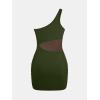 imageCUPSHE Womens One Piece Swimsuit Asymmetrical Neck Bathing Suit One Shoulder Ruched Mesh Side Waisted Panel Swim DressGreen