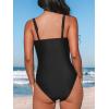 imageCUPSHE Womens One Piece Swimsuit Bathing Suit Tummy Control Plunging Neck Wrapped Ruched Mesh Adjustable StrapsBlack