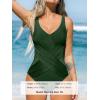imageCUPSHE Womens One Piece Swimsuit Bathing Suit Tummy Control Plunging Neck Wrapped Ruched Mesh Adjustable StrapsDark Olive Green