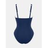 imageCUPSHE Womens One Piece Swimsuit Bathing Suit Tummy Control Plunging Neck Wrapped Ruched Mesh Adjustable StrapsNavy Blue