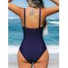 imageCUPSHE Womens One Piece Swimsuit Bathing Suit Tummy Control Plunging Neck Wrapped Ruched Mesh Adjustable StrapsRoyal Blue