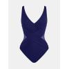 imageCUPSHE Womens One Piece Swimsuit Bathing Suit Tummy Control Plunging Neck Wrapped Ruched Mesh Adjustable StrapsRoyal Blue