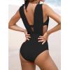imageCUPSHE Womens One Piece Swimsuit Halter Plunging Neck Bathing Suit Wide Straps Underwire Ruched Back HookBlack