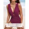 imageCUPSHE Womens One Piece Swimsuit Halter Plunging Neck Bathing Suit Wide Straps Underwire Ruched Back HookBurgundy