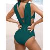 imageCUPSHE Womens One Piece Swimsuit Halter Plunging Neck Bathing Suit Wide Straps Underwire Ruched Back HookOcean Green