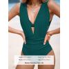 imageCUPSHE Womens One Piece Swimsuit Halter Plunging Neck Bathing Suit Wide Straps Underwire Ruched Back HookOcean Green