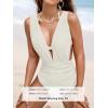 imageCUPSHE Womens One Piece Swimsuit Halter Plunging Neck Bathing Suit Wide Straps Underwire Ruched Back HookWhite