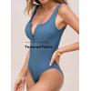 imageCUPSHE Womens One Piece Swimsuit Long Torso Bathing Suit Scoop Neck Ribbed Textured Wide Adjustable StrapsDenim Blue