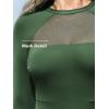 imageCUPSHE Womens One Piece Swimsuit UPF 50 UV Protection Rash Guard Long Sleeve Mesh Panel Front Mock Neck Zippered BackGreen
