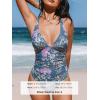 imageCUPSHE Womens One Piece Swimsuit V Neck O Ring Back Cutout Wide Strap Ruched Bathing SuitBlue Floral