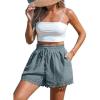 imageCUPSHE Women Swim Cover Up Shorts 100 Cotton Casual Beach Shorts with Side PocketsLight Blue