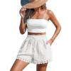 imageCUPSHE Women Swim Cover Up Shorts 100 Cotton Casual Beach Shorts with Side PocketsWhite